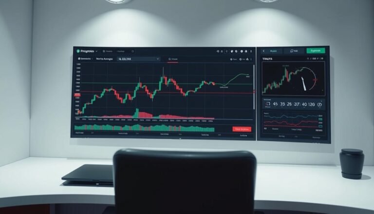 لوحة تداول تعرض رسوماً بيانية ومؤشرات فنية لتحليل حركة السعر