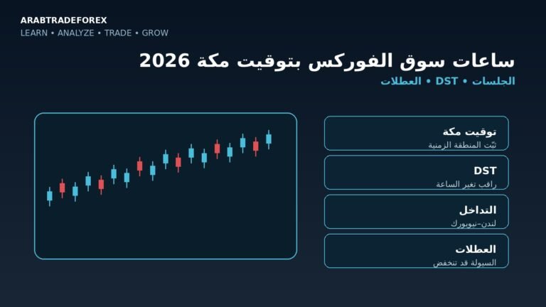 ساعات سوق الفوركس بتوقيت مكة 2026 والجلسات وDST والعطلات