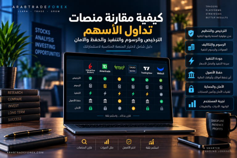 كيفية مقارنة منصات تداول الأسهم من حيث الترخيص والرسوم والتنفيذ والحفظ والأمان